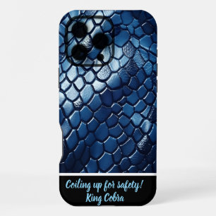 Glinsterende blauwe slangenhuidpatronen iPhone 16 pro max hoesje