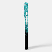 Glinsterende Blauwgroen glitter, gepersonaliseerd Case-Mate iPhone Case (Achterkant / Links)