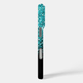 Glinsterende Blauwgroen glitter, gepersonaliseerd Case-Mate iPhone Case (Achterkant / Rechts)