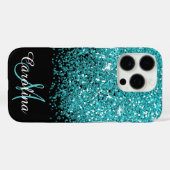 Glinsterende Blauwgroen glitter, gepersonaliseerd Case-Mate iPhone Case (Achterkant (horizontaal))