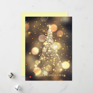 Glinsterende Bokeh Vrolijk Kerstboom Feestdagenkaart