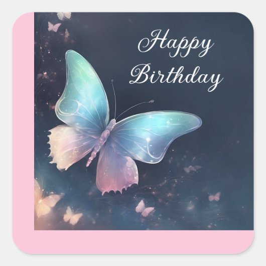  glinsterende Butterfly Square Sticker (Voorkant)