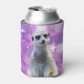 Glinsterende charme: Meerkat op roze Bokeh achterg Blikjeskoeler (Blikje Voorkant)