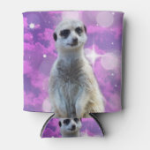 Glinsterende charme: Meerkat op roze Bokeh achterg Blikjeskoeler (Voorkant)