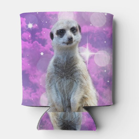 Glinsterende charme: Meerkat op roze Bokeh achterg Blikjeskoeler (Achterkant)