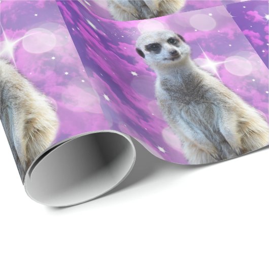 Glinsterende charme: Meerkat op roze Bokeh achterg Cadeaupapier (Rol Hoek)