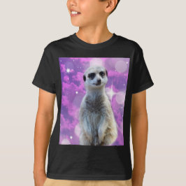 Glinsterende charme: Meerkat op roze Bokeh achterg T-shirt