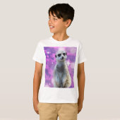 Glinsterende charme: Meerkat op roze Bokeh achterg T-shirt (Voorkant volledig)