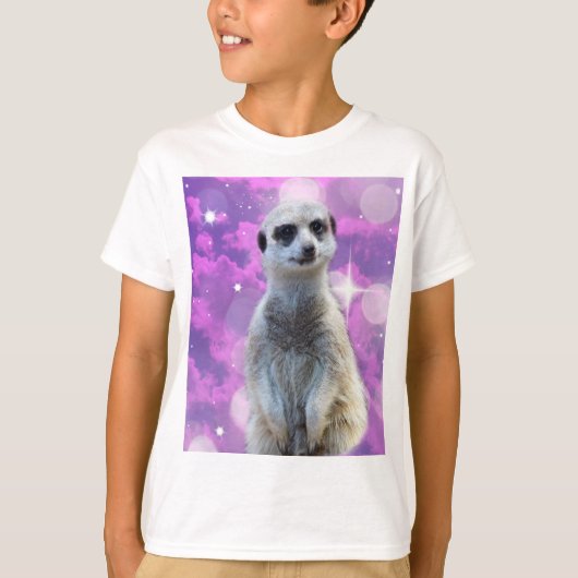 Glinsterende charme: Meerkat op roze Bokeh achterg T-shirt (Voorkant)