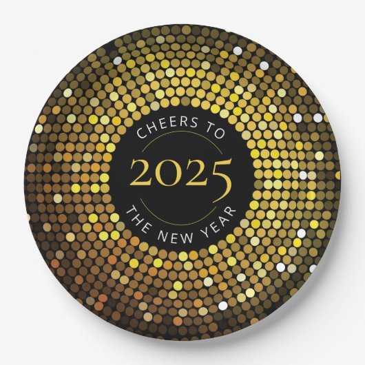 Glinsterende cirkellichten Oud en Nieuw Papieren Bordje (Voorkant)