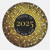 Glinsterende cirkellichten Oud en Nieuw Ronde Sticker (Voorkant)