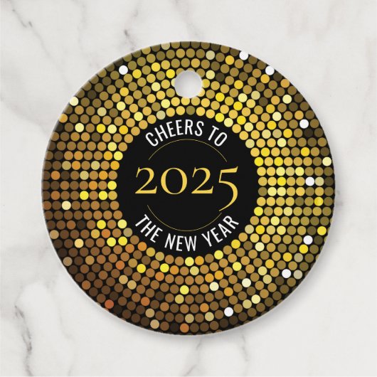 Glinsterende cirkellichten Oudjaarsavond Bedankjes Labels (Voorkant)