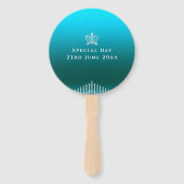 Glinsterende Crown Aqua Handwaaier (Achterkant)