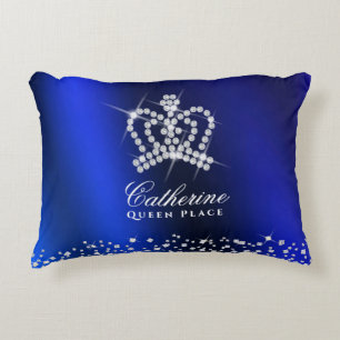 Glinsterende Crown Blue Accent Kussen