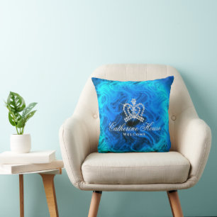 Glinsterende Crown Blue Aqua Kussen