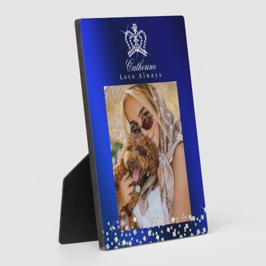 Glinsterende Crown Blue Fotoplaat (Zijkant)