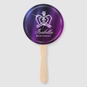 Glinsterende Crown Blue Paarse Handwaaier (Voorkant)