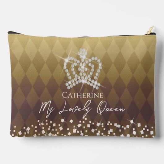 Glinsterende Crown Gold Accessoire Pouch Etui (Achterkant)