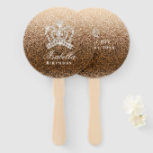 Glinsterende Crown Gold Handwaaier (Voorkant en achterkant)