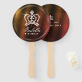 Glinsterende Crown Gold Handwaaier (Voorkant en achterkant)