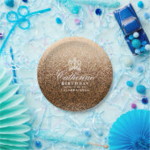 Glinsterende Crown Gold Papieren Bordje (Feest)