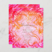 Glinsterende Crown Gradient Pink Peach uitnodiging (Voorkant / Achterkant)