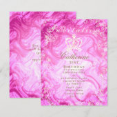 Glinsterende Crown Gradient Roze Uitnodiging (Voorkant / Achterkant)