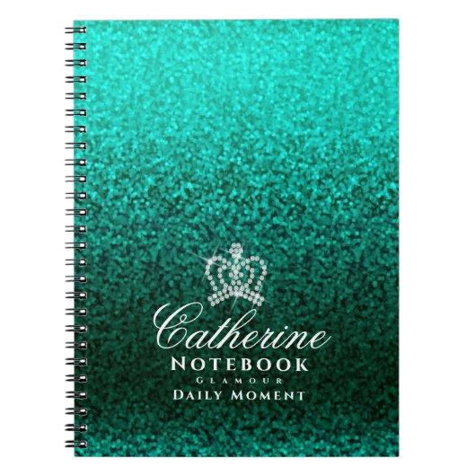 Glinsterende Crown Green Notitieboek (Voorkant)