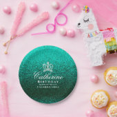 Glinsterende Crown Green Papieren Bordje (Feest)
