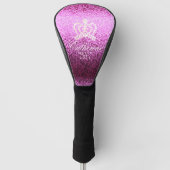 Glinsterende Crown Magenta Golf Head Hoesje Golfheadcover (Voorkant)