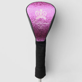Glinsterende Crown Magenta Golf Head Hoesje Golfheadcover