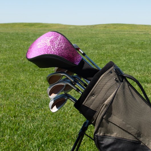 Glinsterende Crown Magenta Golf Head Hoesje Golfheadcover (Insitu)