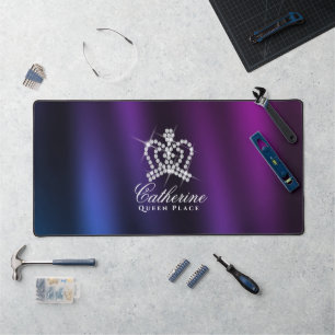 Glinsterende Crown Zwart Blauw Paarse Bureaumat