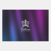 Glinsterende Crown Zwart Blauw Paarse Inpakpapier Vel (Voorkant 3)