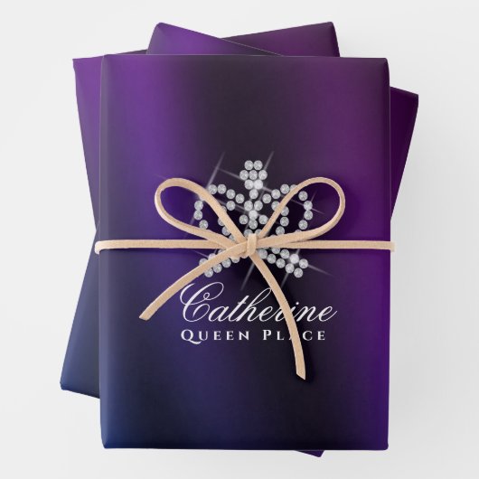 Glinsterende Crown Zwart Blauw Paarse Inpakpapier Vel (In situ)