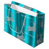 Glinsterende diamanten rendieren Leaping Aqua Chri Groot Cadeauzakje (Voorkant Gekanteld)