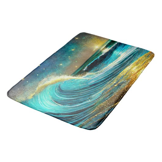 glinsterende divergente oceaangolven badmat (Gekanteld)