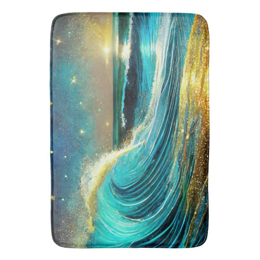 glinsterende divergente oceaangolven badmat (Voorkant Verticaal)