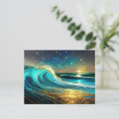 glinsterende divergente oceaangolven briefkaart (Staand voorkant)