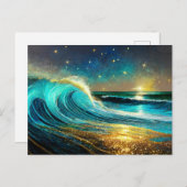 glinsterende divergente oceaangolven briefkaart (Voorkant / Achterkant)