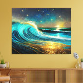 glinsterende divergente oceaangolven canvas afdruk (Insitu (Woonkamer))