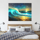 glinsterende divergente oceaangolven canvas afdruk (Insitu (Slaapkamer))