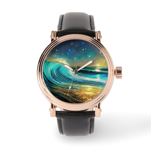 glinsterende divergente oceaangolven horloge (Voorkant)