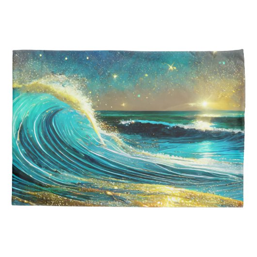 glinsterende divergente oceaangolven kussensloop (Achterkant)