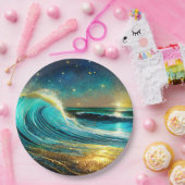 glinsterende divergente oceaangolven papieren bordje (Feest)