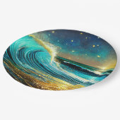 glinsterende divergente oceaangolven papieren bordje (Gekanteld)