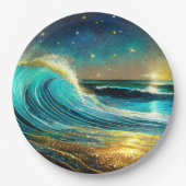 glinsterende divergente oceaangolven papieren bordje (Voorkant)