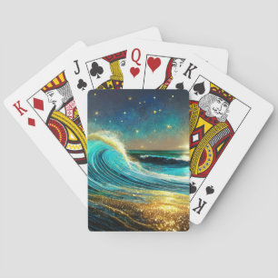 glinsterende divergente oceaangolven pokerkaarten