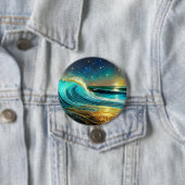 glinsterende divergente oceaangolven ronde button 7,6 cm (In situ)