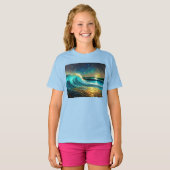 glinsterende divergente oceaangolven t-shirt (Voorkant volledig)